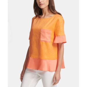 DKNY Linen Peplum Blouse